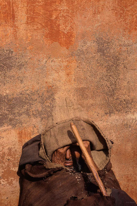 Close Up of Man's Face Against Wall, Marrakech