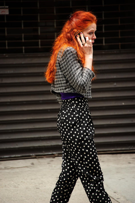 Redhead Wearing Black and White, NYC