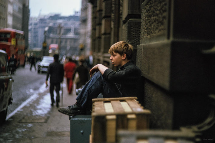 Boy Sitting on Crate, Profile, London