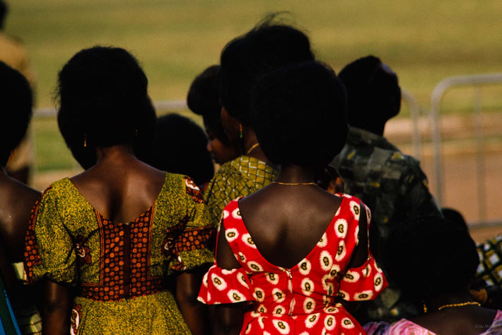Backs of Women, Green and Red Dresses, Kenya