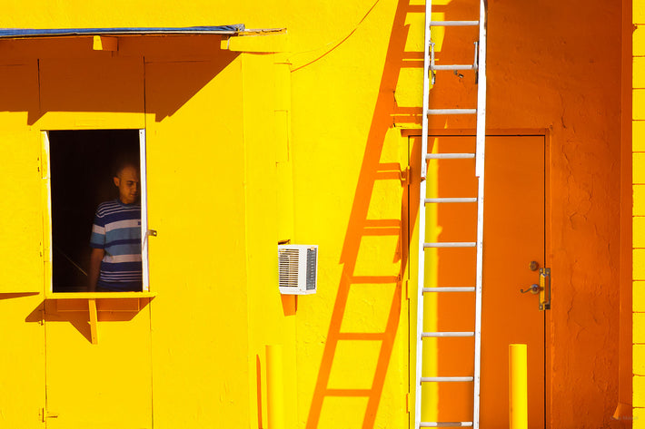 Yellow Building, Man, Ladder, Las Vegas