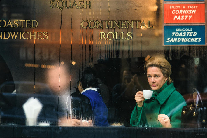 Wet Window, Woman in Green, London