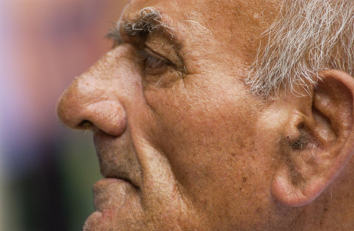 Extreme Close-up of Old Man, Tuscany