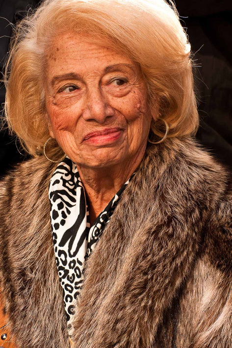 Older Woman in Fur, Smiling, NYC