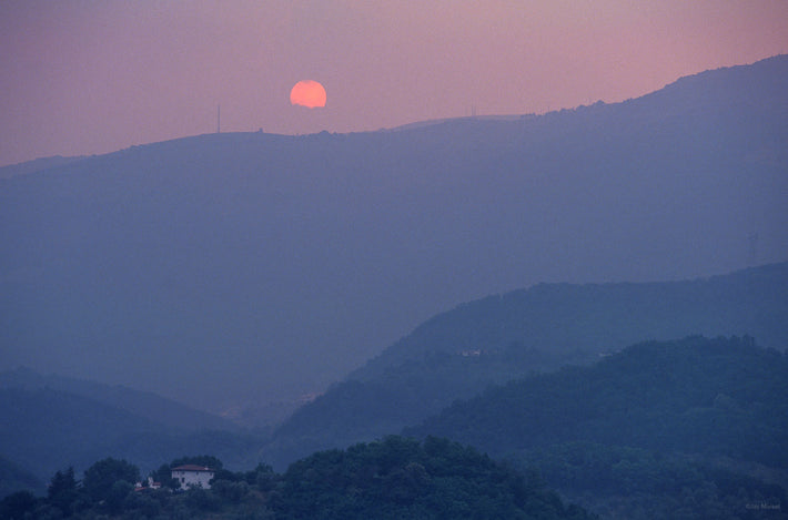 Sunset Over Mountains, One House, Vicenza