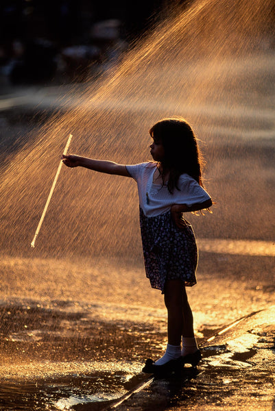 Girl Playing in Spray, NYC