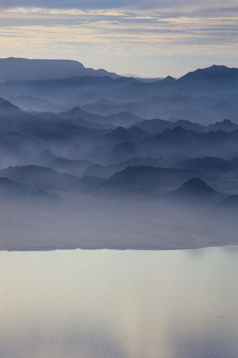 Peninsula Aerial with Reflections in Water, Baja